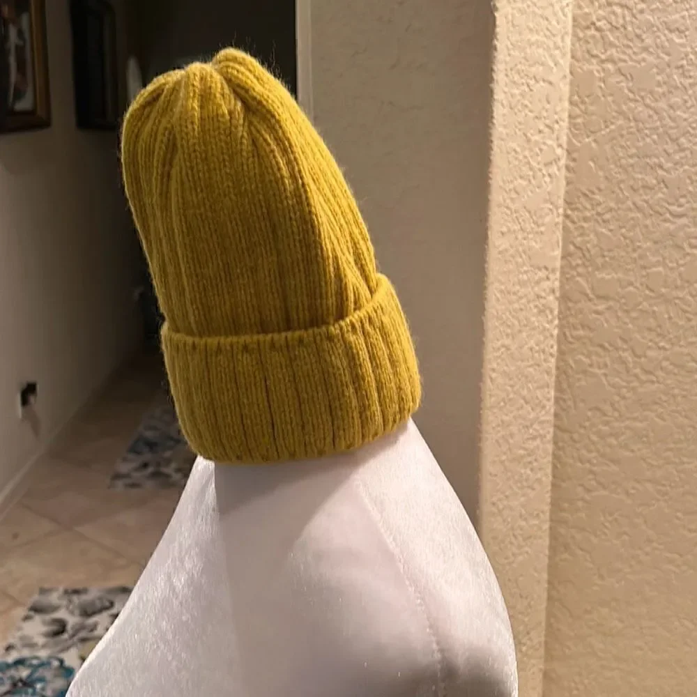 Hat Attack Womens Color Story Knit Beanie Ribbed Cuffed Yellow FEFA115 NWT